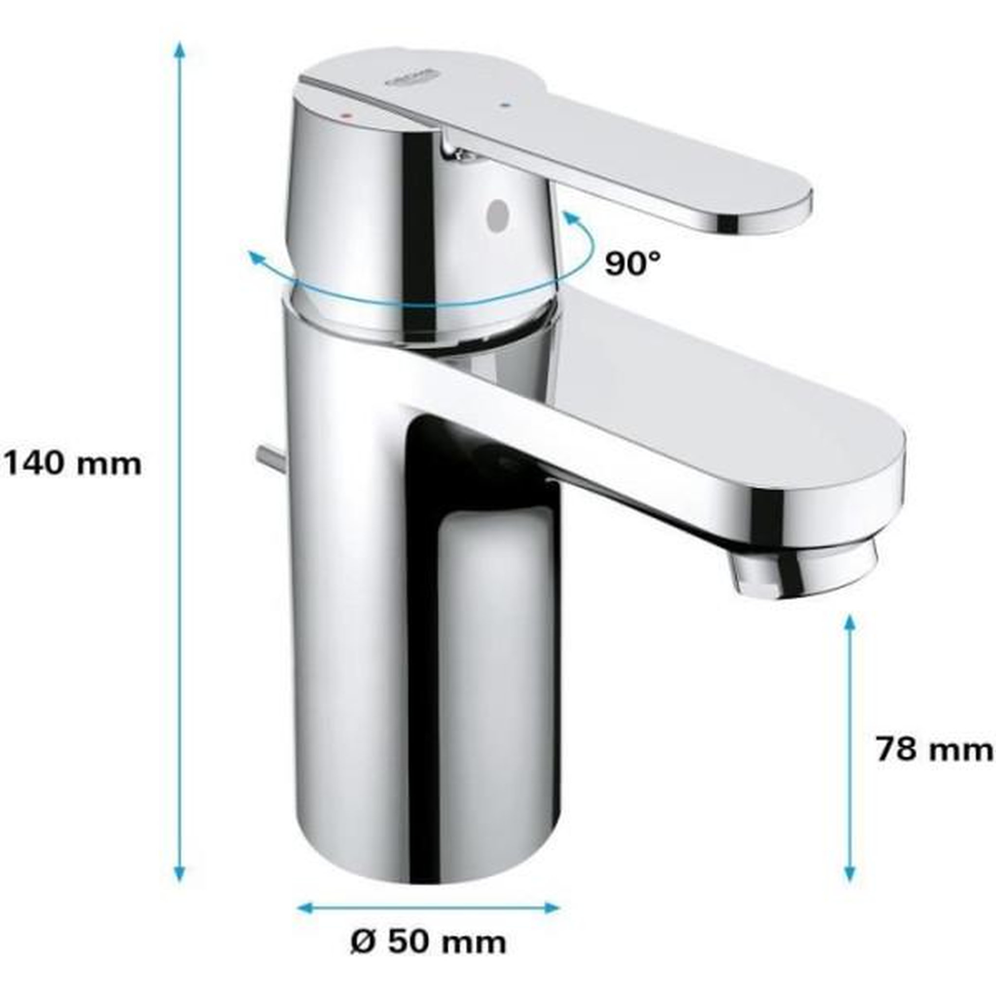 Voir la diapositive 3 : Grohe Mitigeur lavabo get monocommande chromé taille s - grohe - 31148000