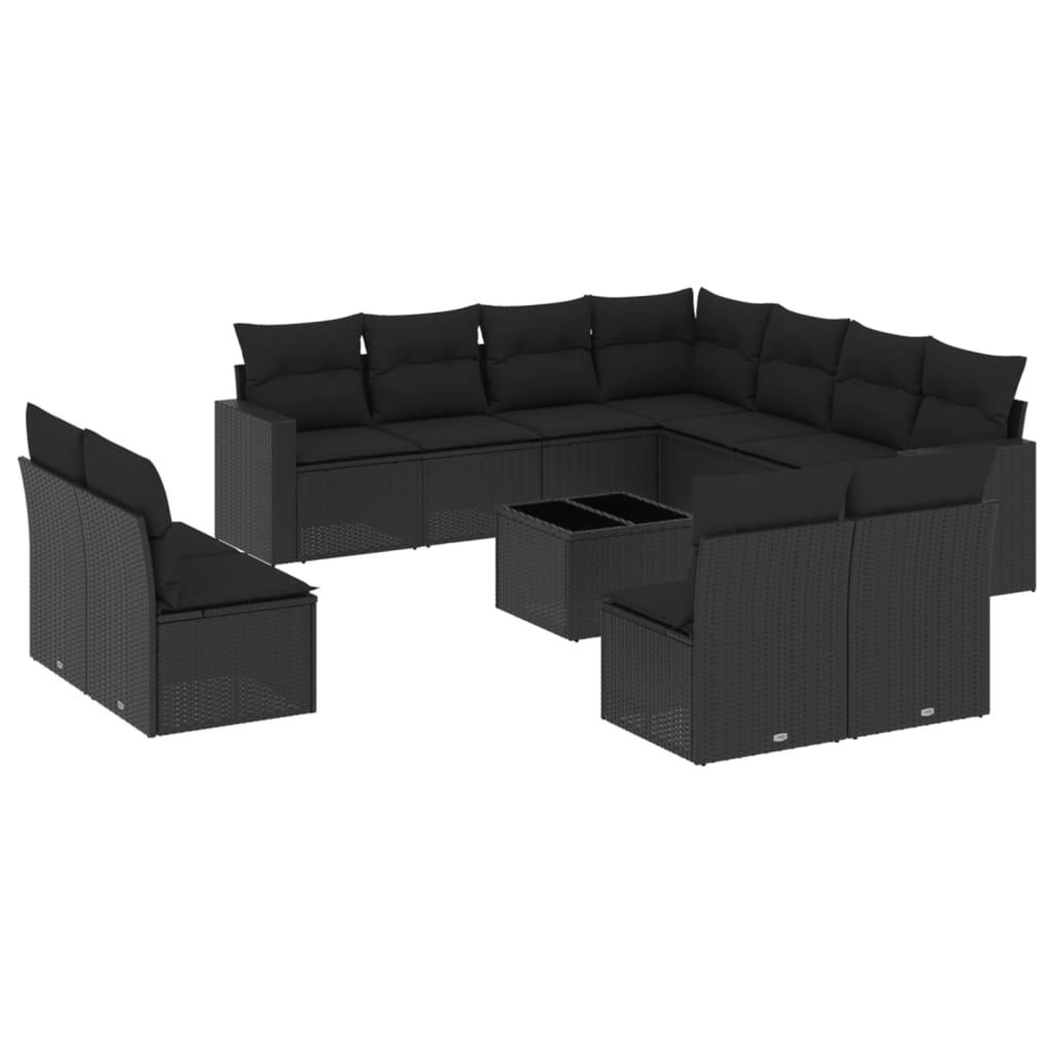 Voir la diapositive 2 : VIDAXL Salon de jardin 12 pcs avec coussins noir resine tressee