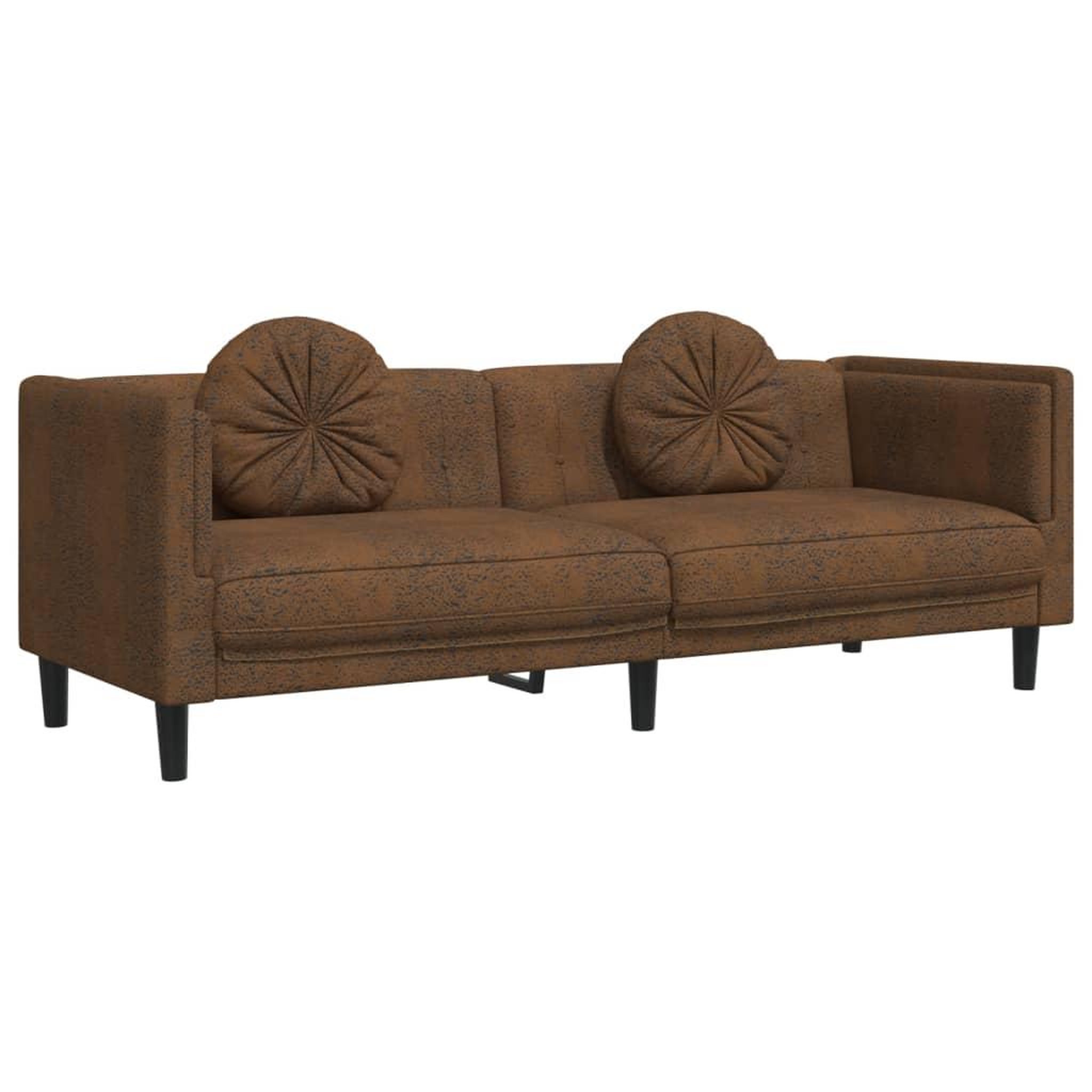 Voir la diapositive 2 : VIDAXL Canape a 3 places avec coussins marron similicuir daim