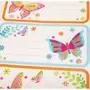 GLOBAL GIFT 12 étiquettes adhésives scolaires - Rectangle - Papillons - Paillettes