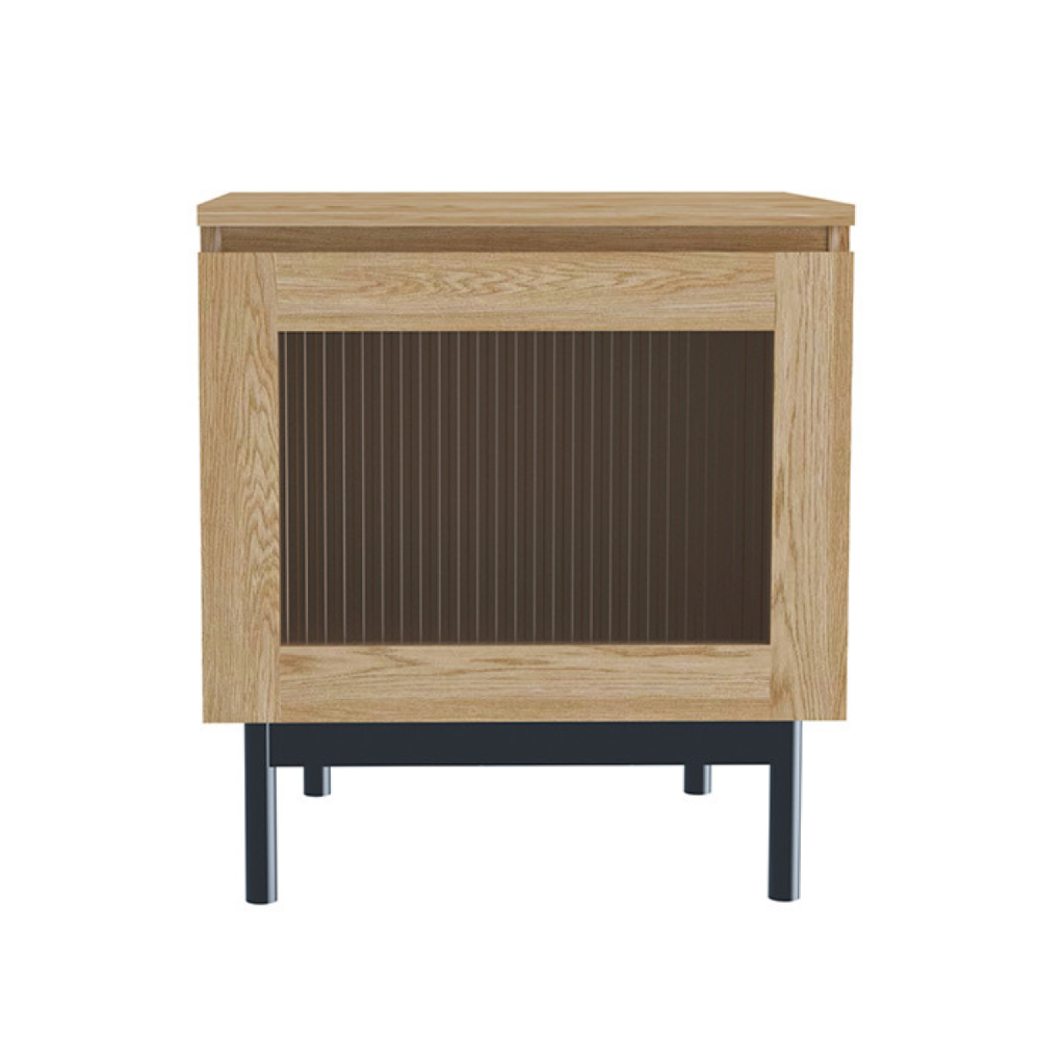 Voir la diapositive 1 : CONCEPT USINE Table de chevet bois et verre fluté PRAGUE