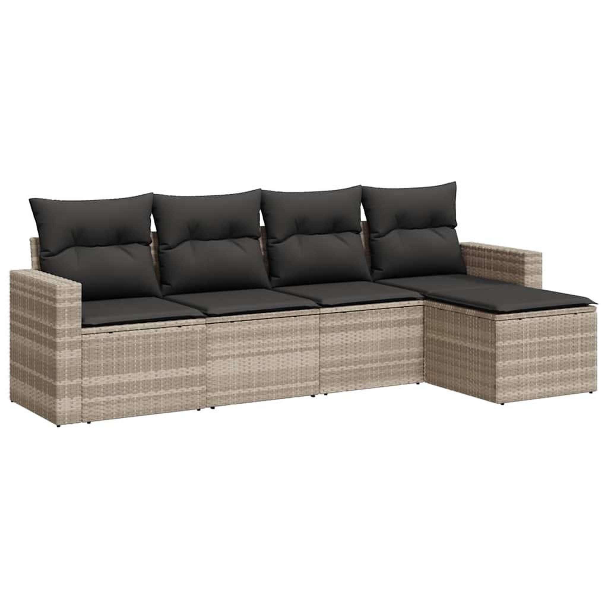 Voir la diapositive 2 : VIDAXL Salon de jardin 5 pcs avec coussins gris clair resine tressee