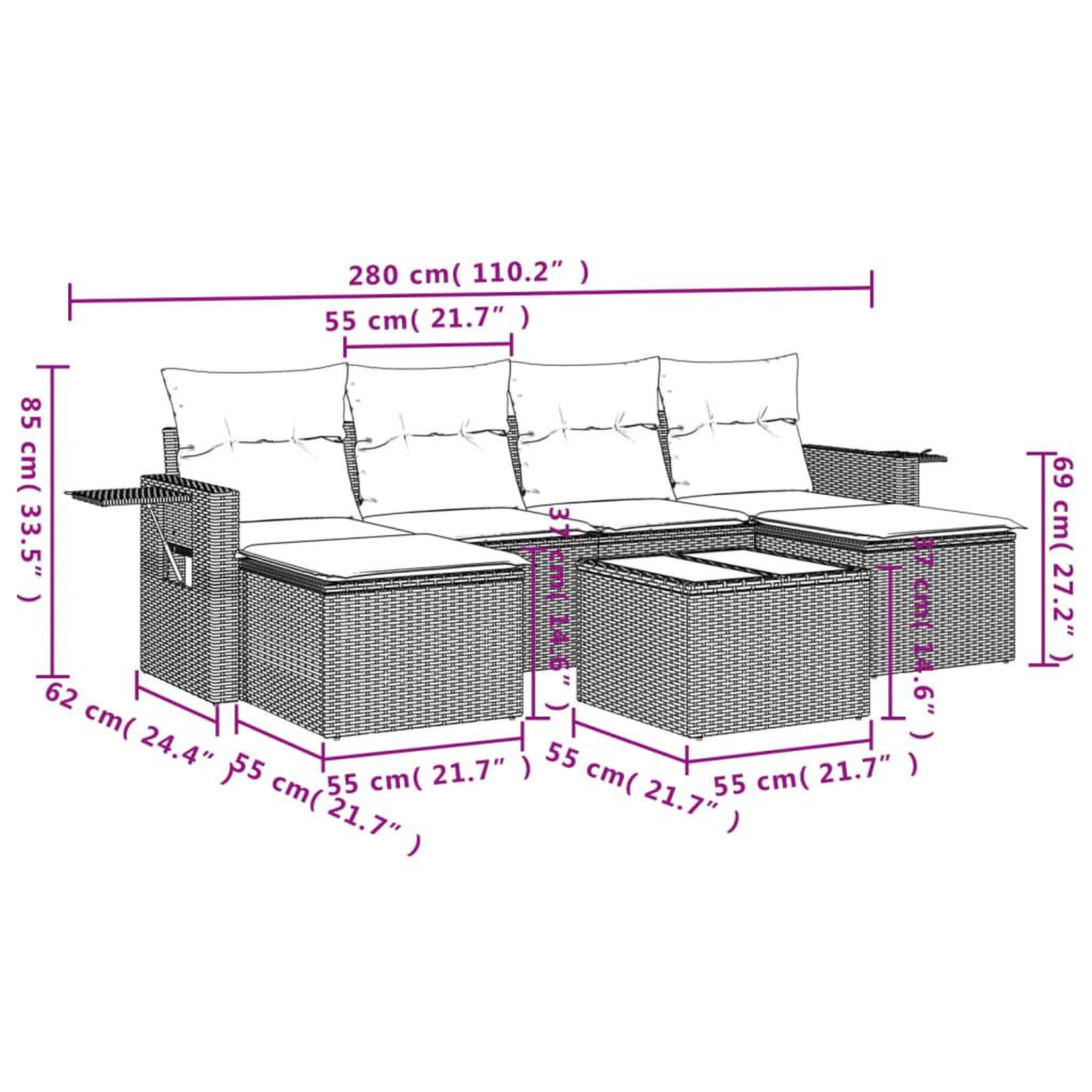 Voir la diapositive 4 : VIDAXL Salon de jardin avec coussins 7 pcs marron resine tressee