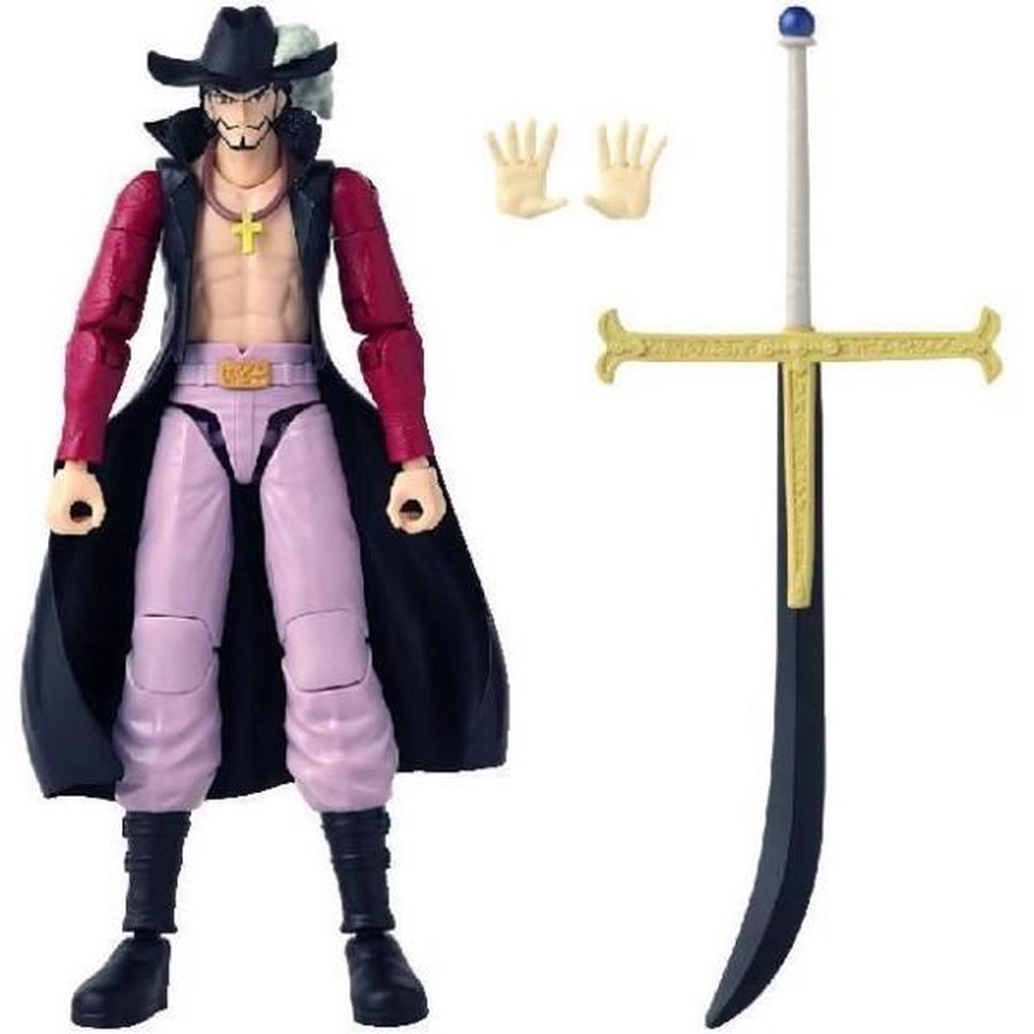 Voir la diapositive 2 : BANDAI Figurine Anime Heroes articulée - BANDAI - One Piece - Dracule Mihawk oeil de Faucon - 17 cm