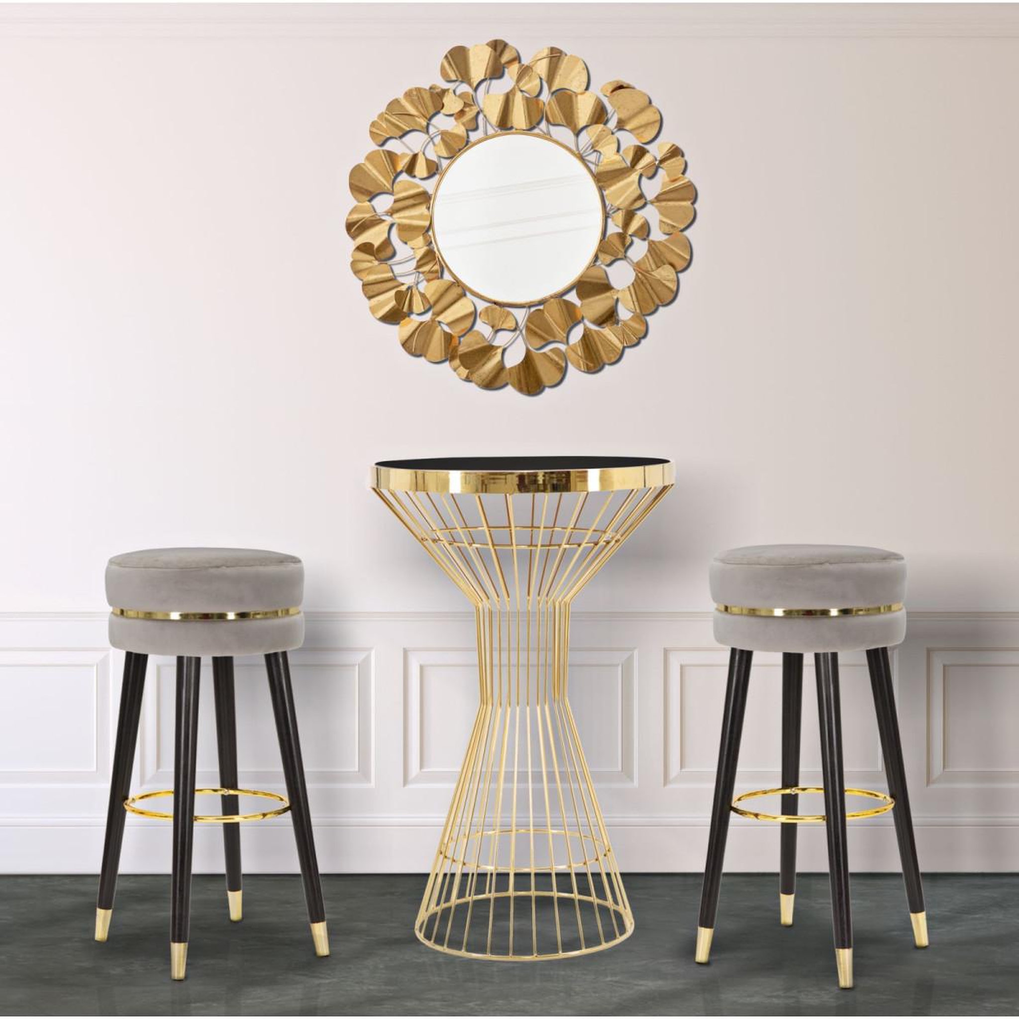 Voir la diapositive 6 : Paris Prix Tabouret de bar design  paris  74cm gris & or