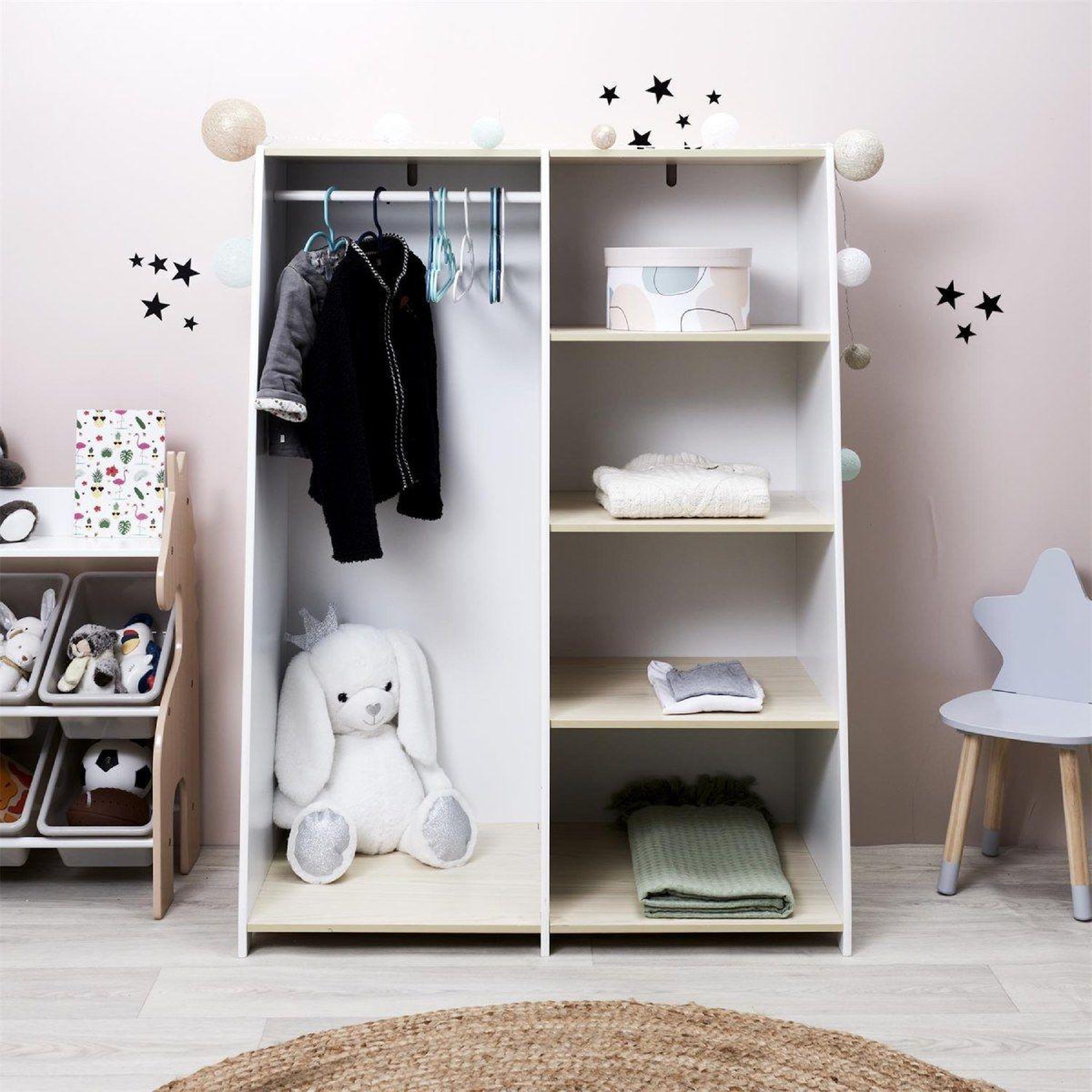Voir la diapositive 4 : HOME DECO KIDS Armoire penderie enfant  maya  120cm blanc