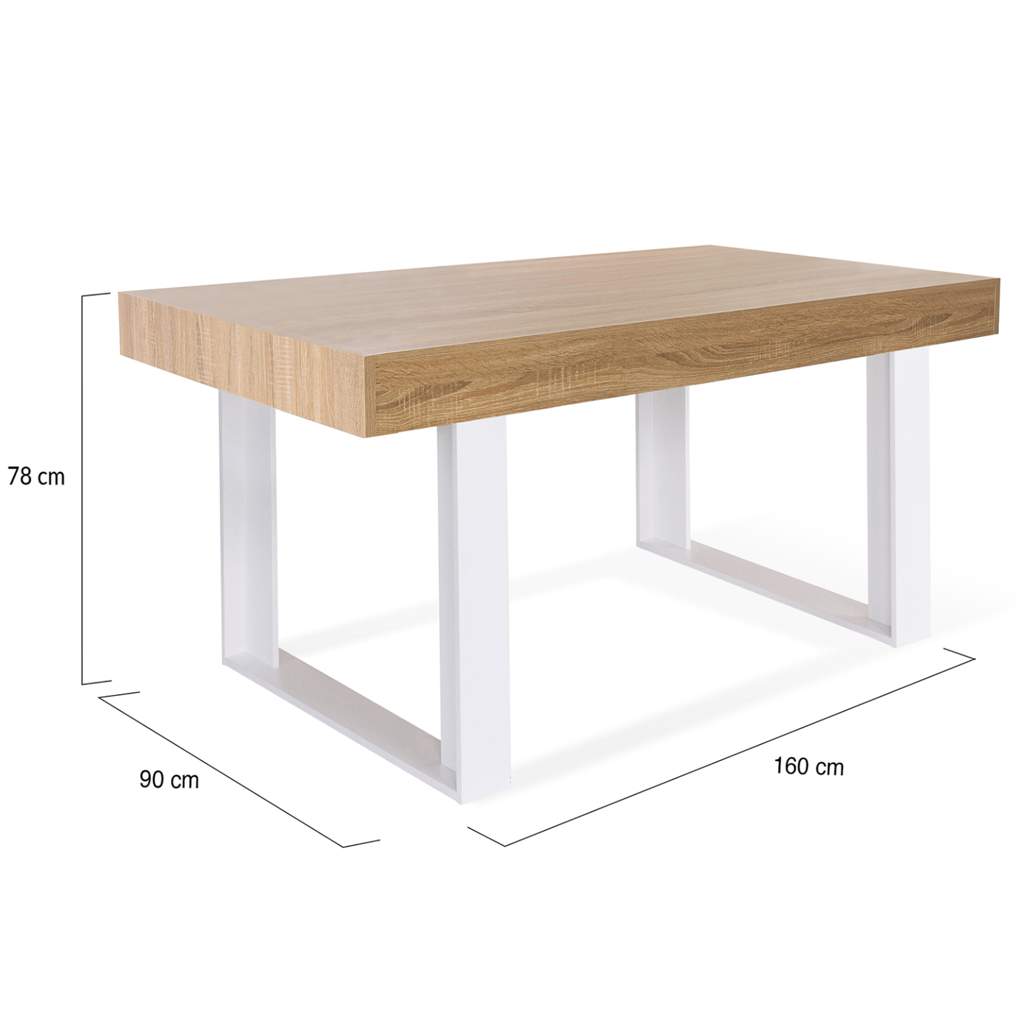 Voir la diapositive 4 : ID MARKET Table à manger rectangle phoenix 6 personnes bois et blanc 160 cm