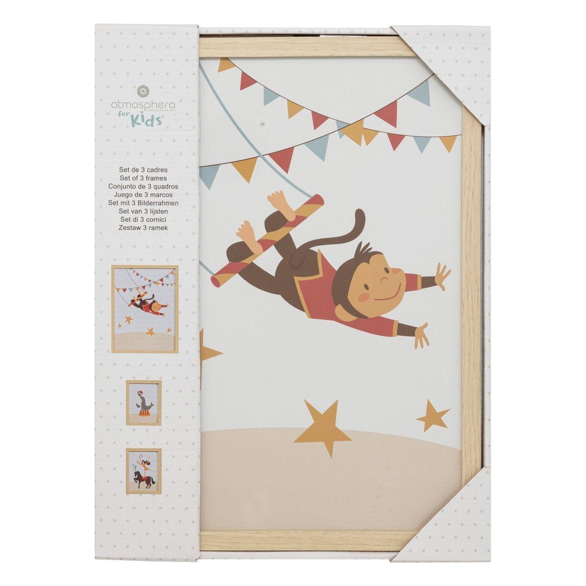Voir la diapositive 5 : Atmosphera Kids Lot de 3 cadres déco enfant  cirque  40cm beige