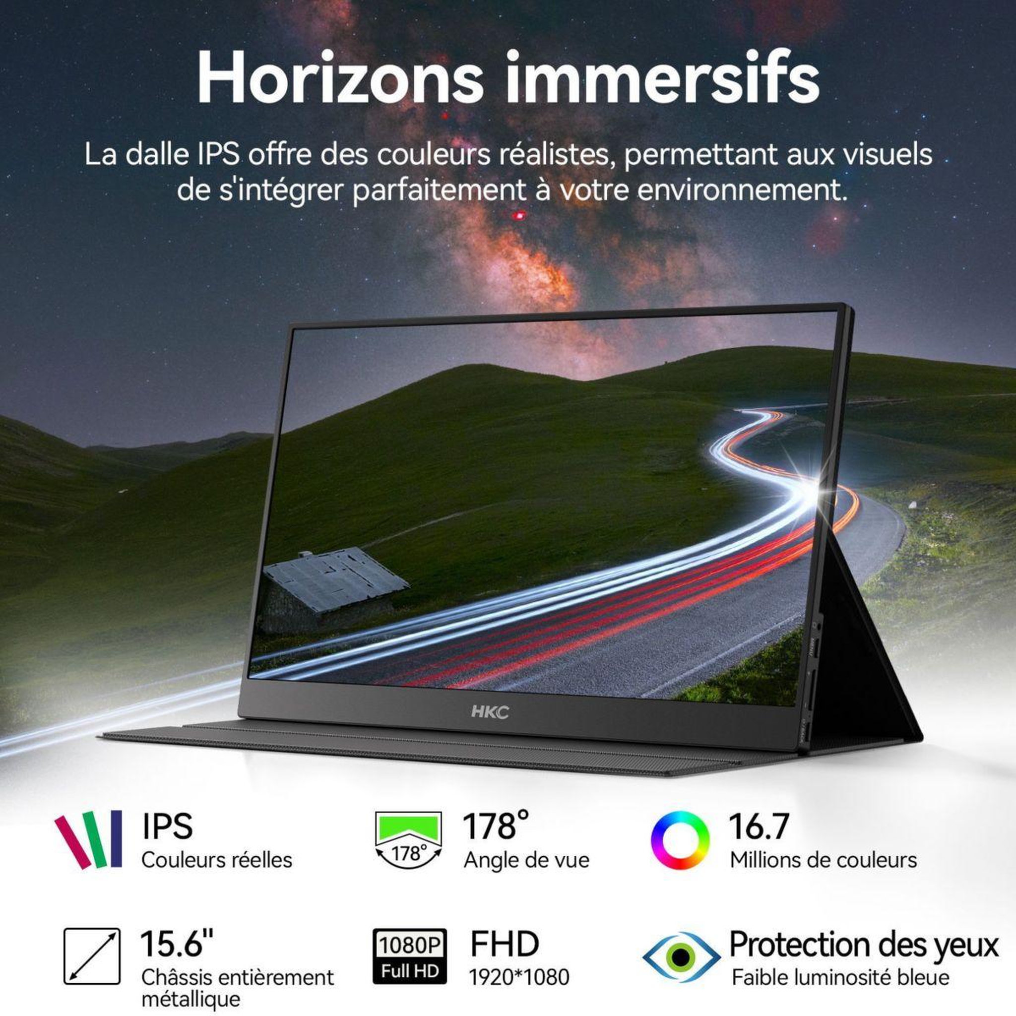 Voir la diapositive 3 : HKC Ecran pc v16 16  ips full hd usb-c cover avec support intégré