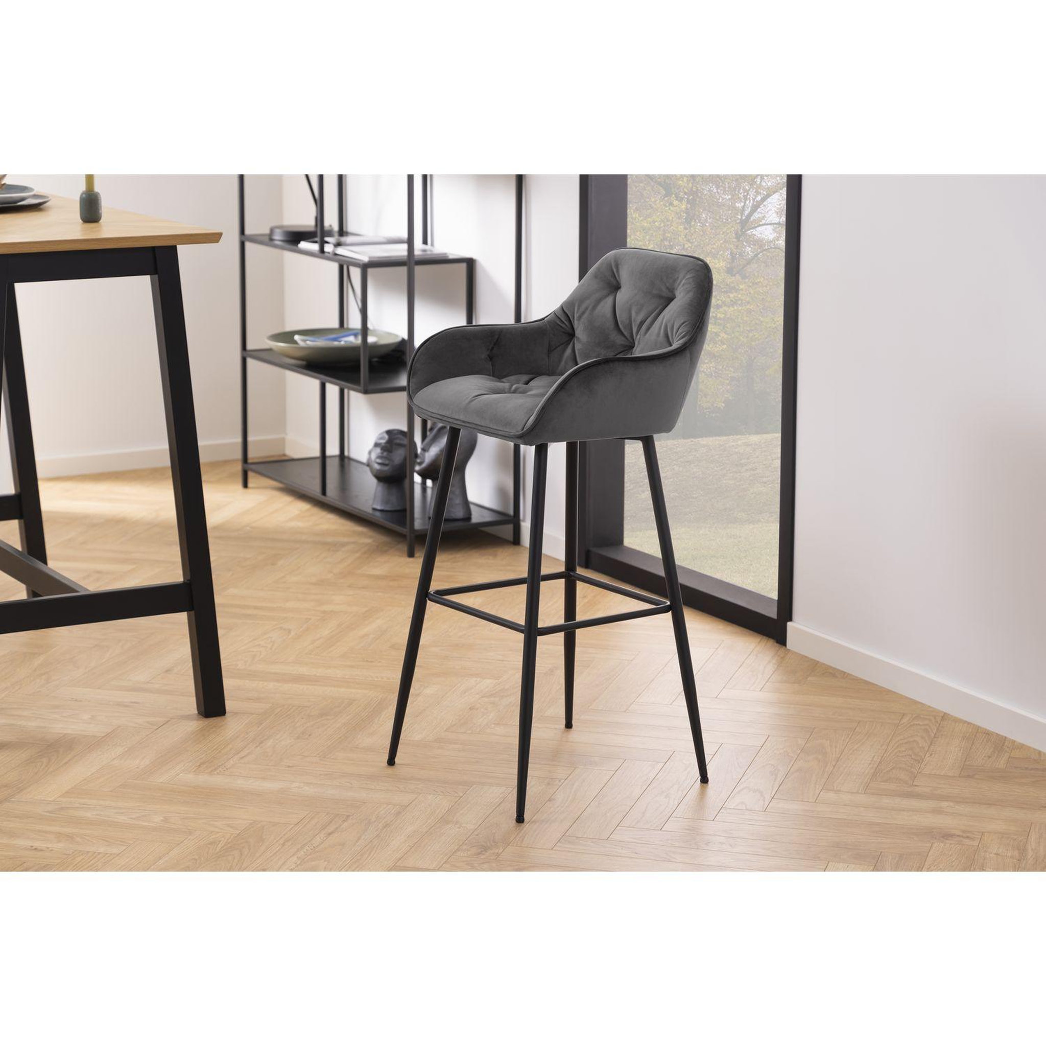 Voir la diapositive 5 : TOILINUX Lot de 2 Tabourets de bar Florie en tissu et métal