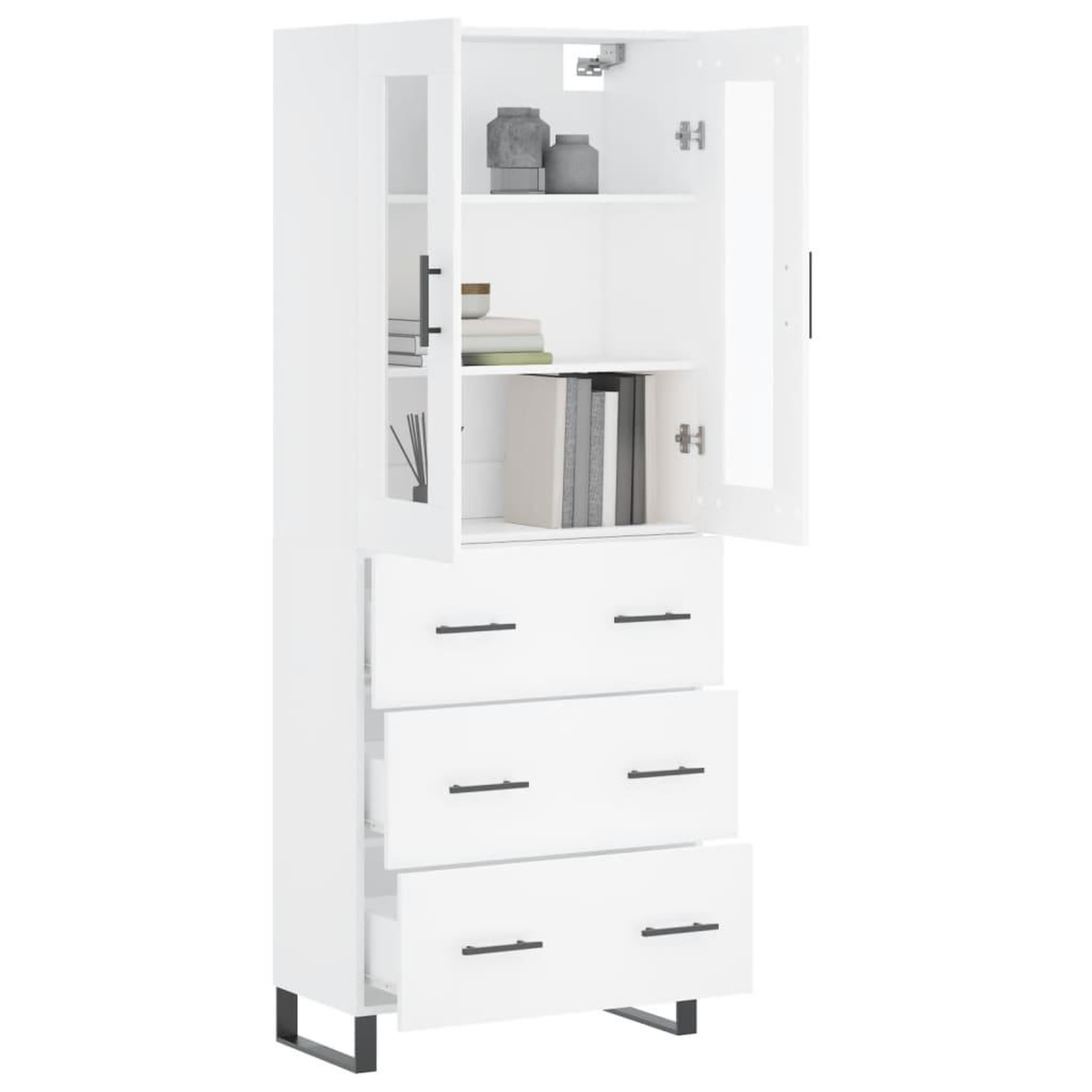 Voir la diapositive 3 : VIDAXL Buffet haut Blanc 69,5x34x180 cm Bois d'ingenierie