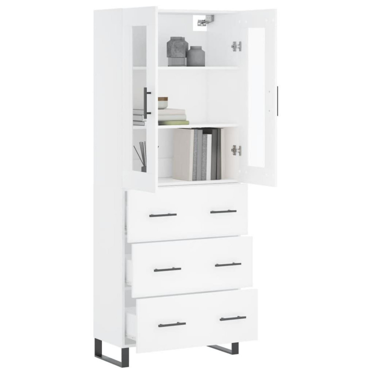 VIDAXL Buffet haut Blanc 69,5x34x180 cm Bois d'ingenierie