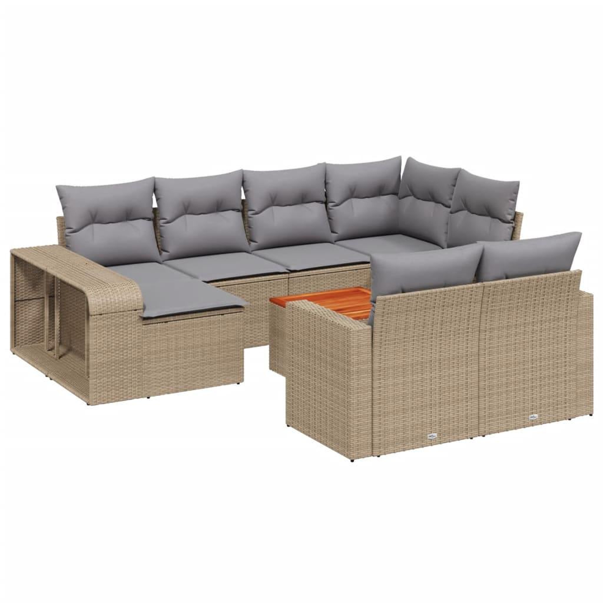 Voir la diapositive 2 : VIDAXL Salon de jardin 11 pcs avec coussins beige resine tressee