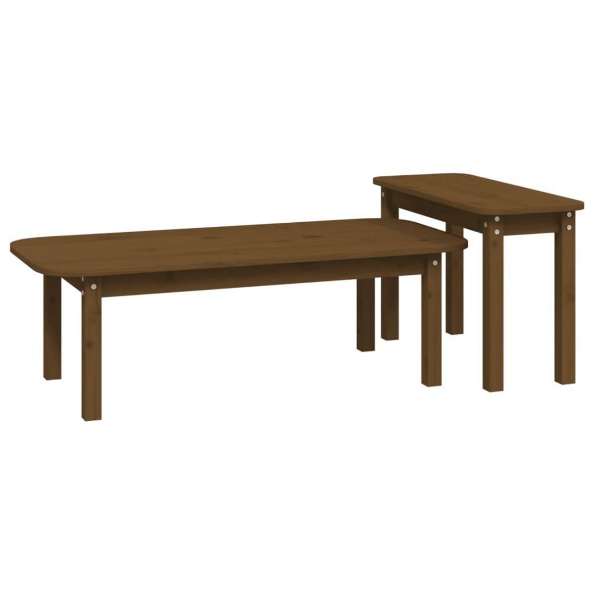 VIDAXL Ensemble de tables basses 2 pcs Marron miel Bois massif de pin