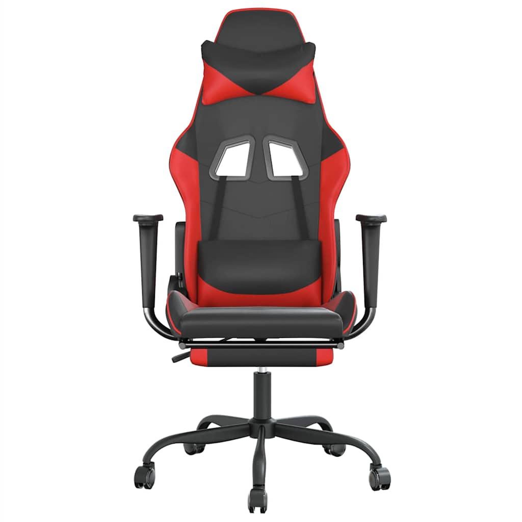Voir la diapositive 4 : VIDAXL Chaise de jeu de massage avec repose-pied Noir&Rouge Similicuir