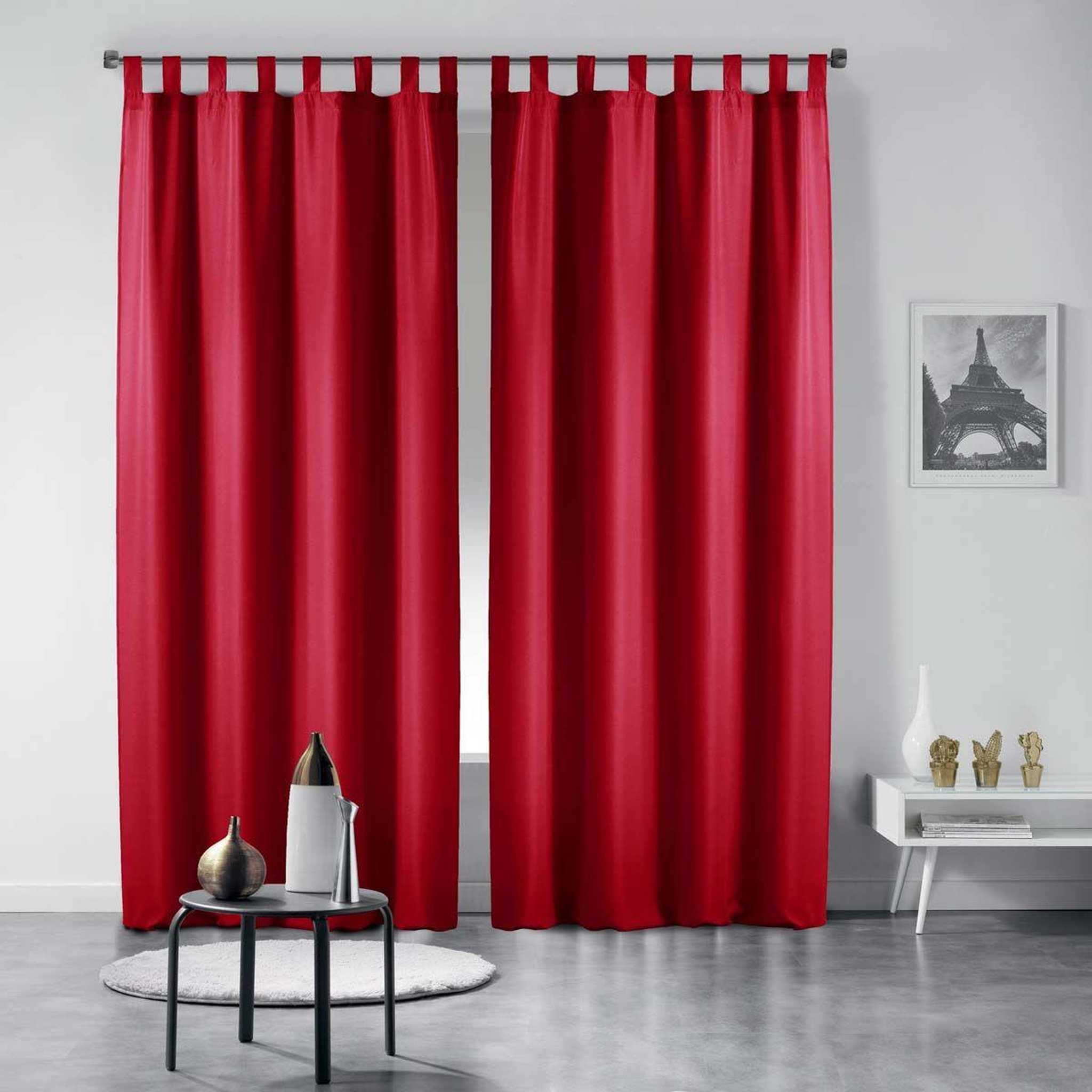 Voir la diapositive 4 : Douceur d'Intérieur Rideau à Passants  Essentiel  140x260cm Rouge