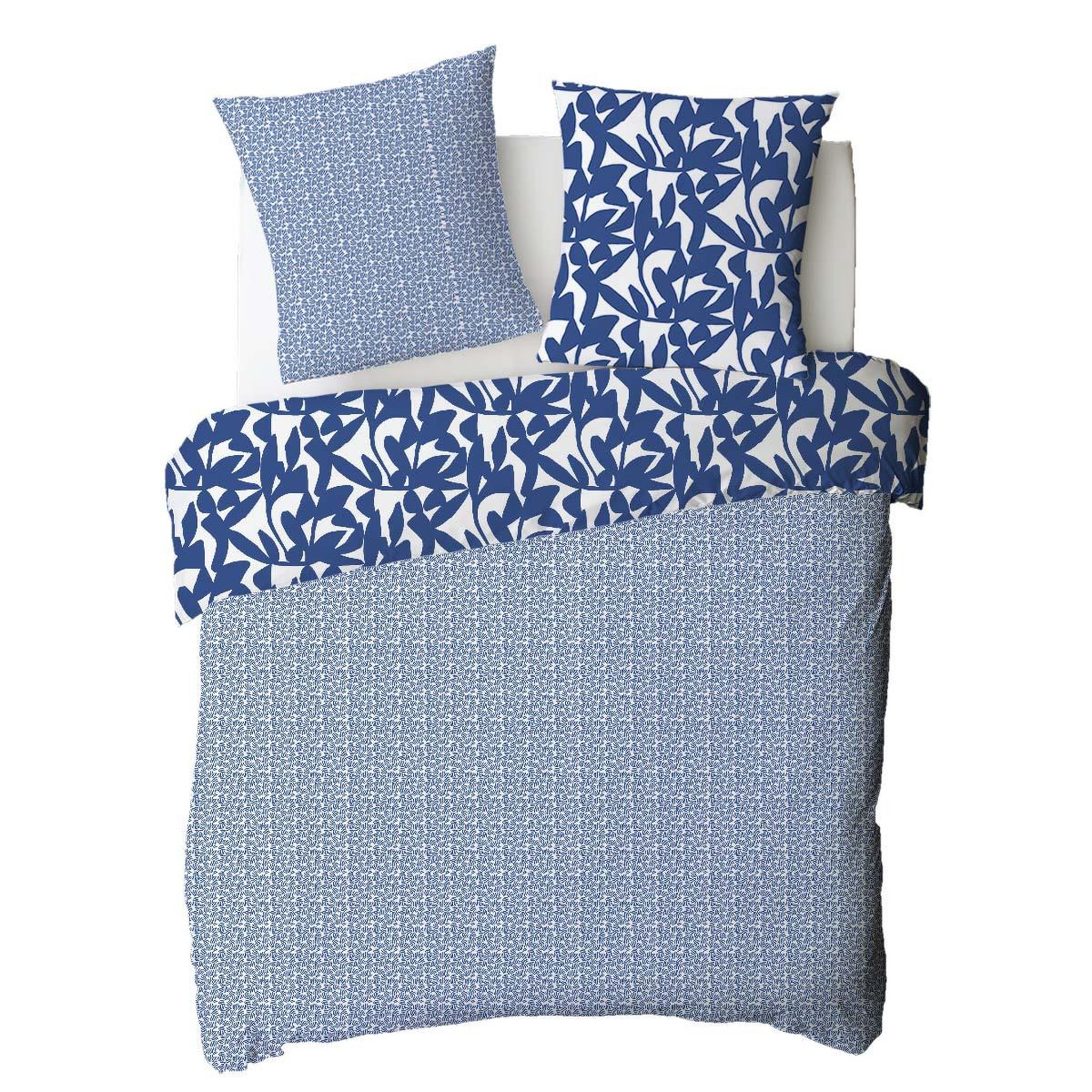 Voir la diapositive 5 : FUTURE HOME Parure de lit 2 personnes en coton 57 fils imprimé bleu