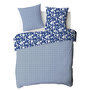 Voir la diapositive 3 : FUTURE HOME Parure de lit 2 personnes en coton 57 fils imprimé bleu