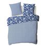 Voir la diapositive 3 : FUTURE HOME Parure de lit 2 personnes en coton 57 fils imprimé bleu