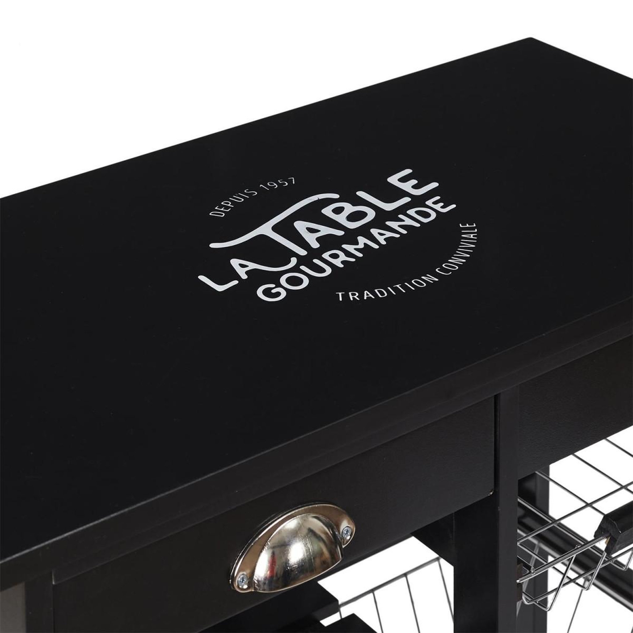 Voir la diapositive 4 : The Home Deco Factory Desserte de cuisine  table gourmande  81cm noir