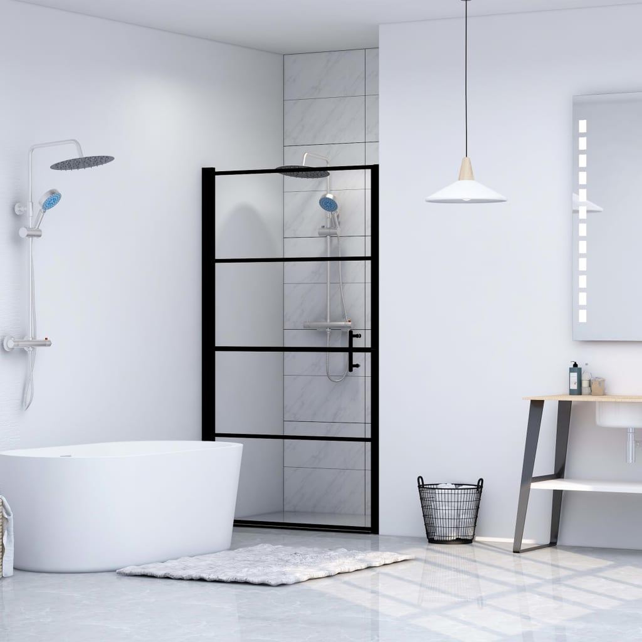 Voir la diapositive 1 : VIDAXL Porte de douche verre trempe 91x195 cm noir