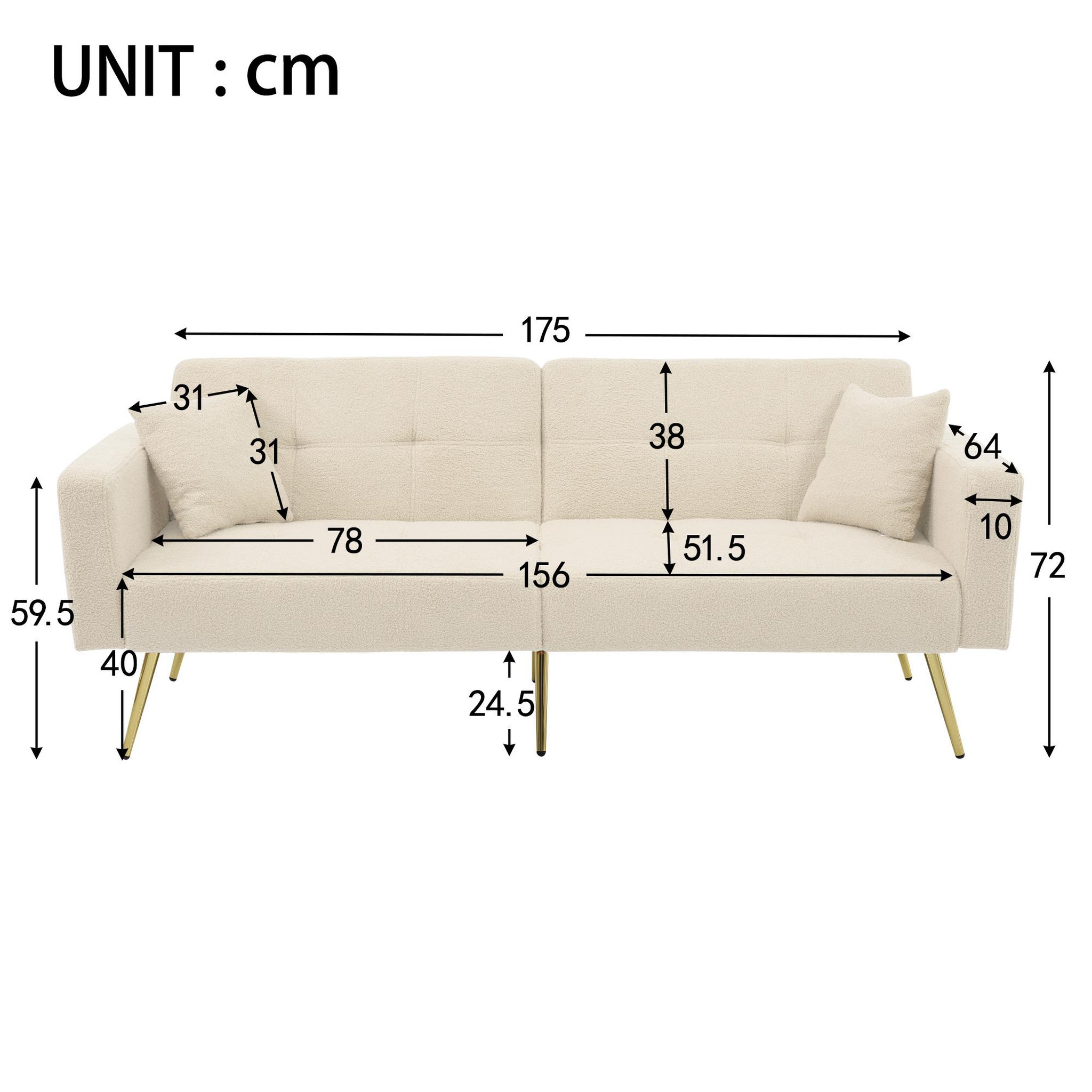 Voir la diapositive 3 : MERAX Canapé droit convertible 2 places tissu