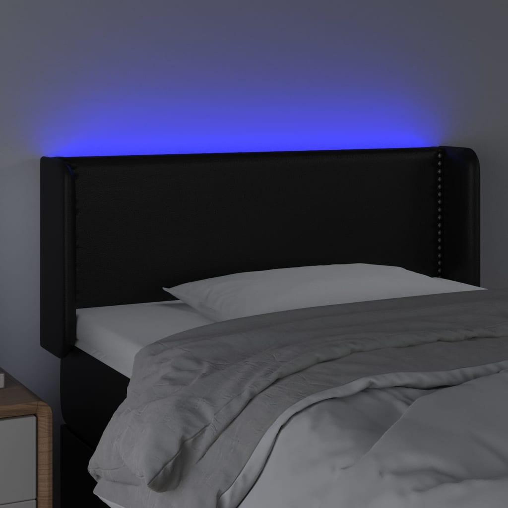 Voir la diapositive 4 : VIDAXL Tete de lit a LED Noir 103x16x78/88 cm Similicuir