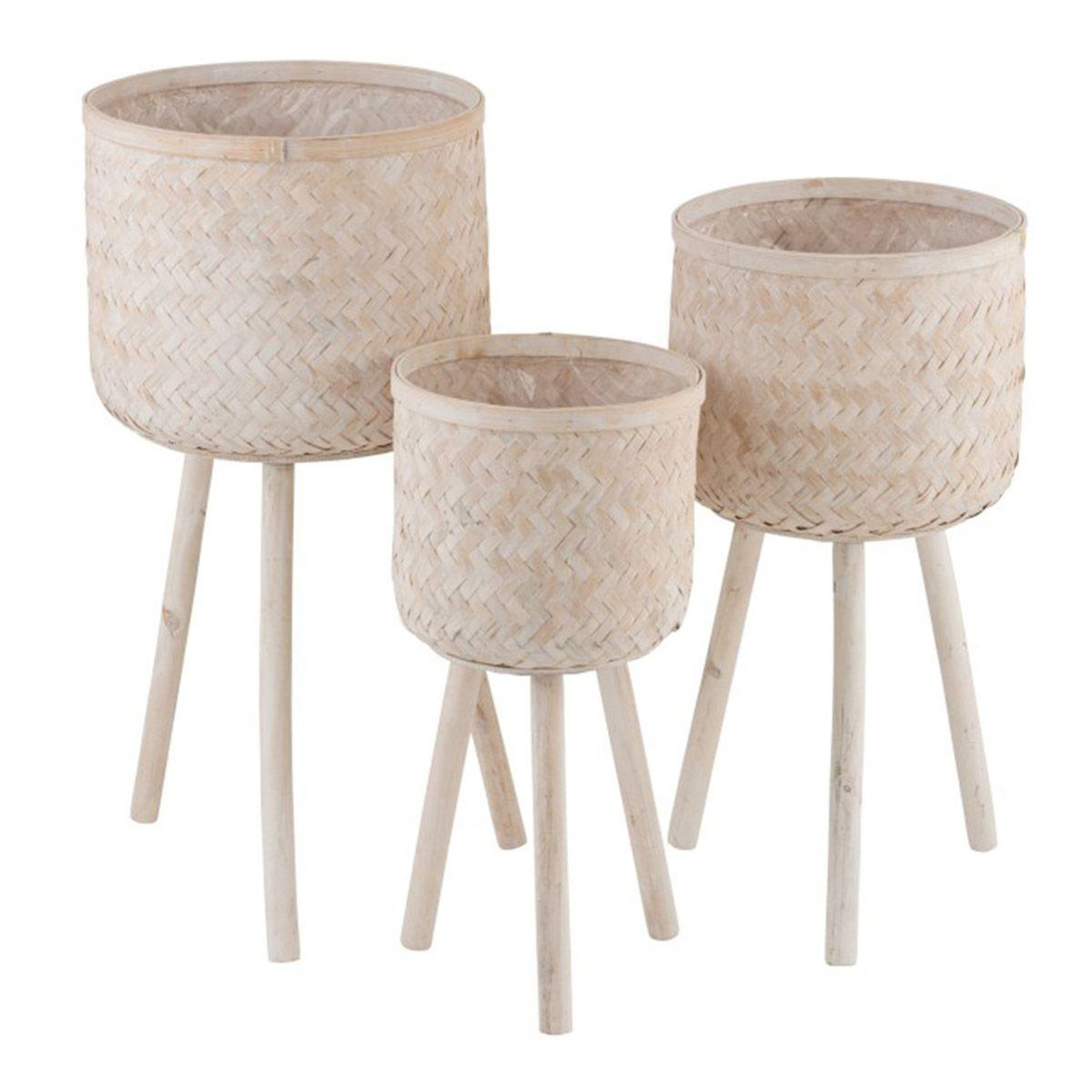 Voir la diapositive 1 : J-LINE Lot de 3 cache-pots design  cuye  76cm naturel