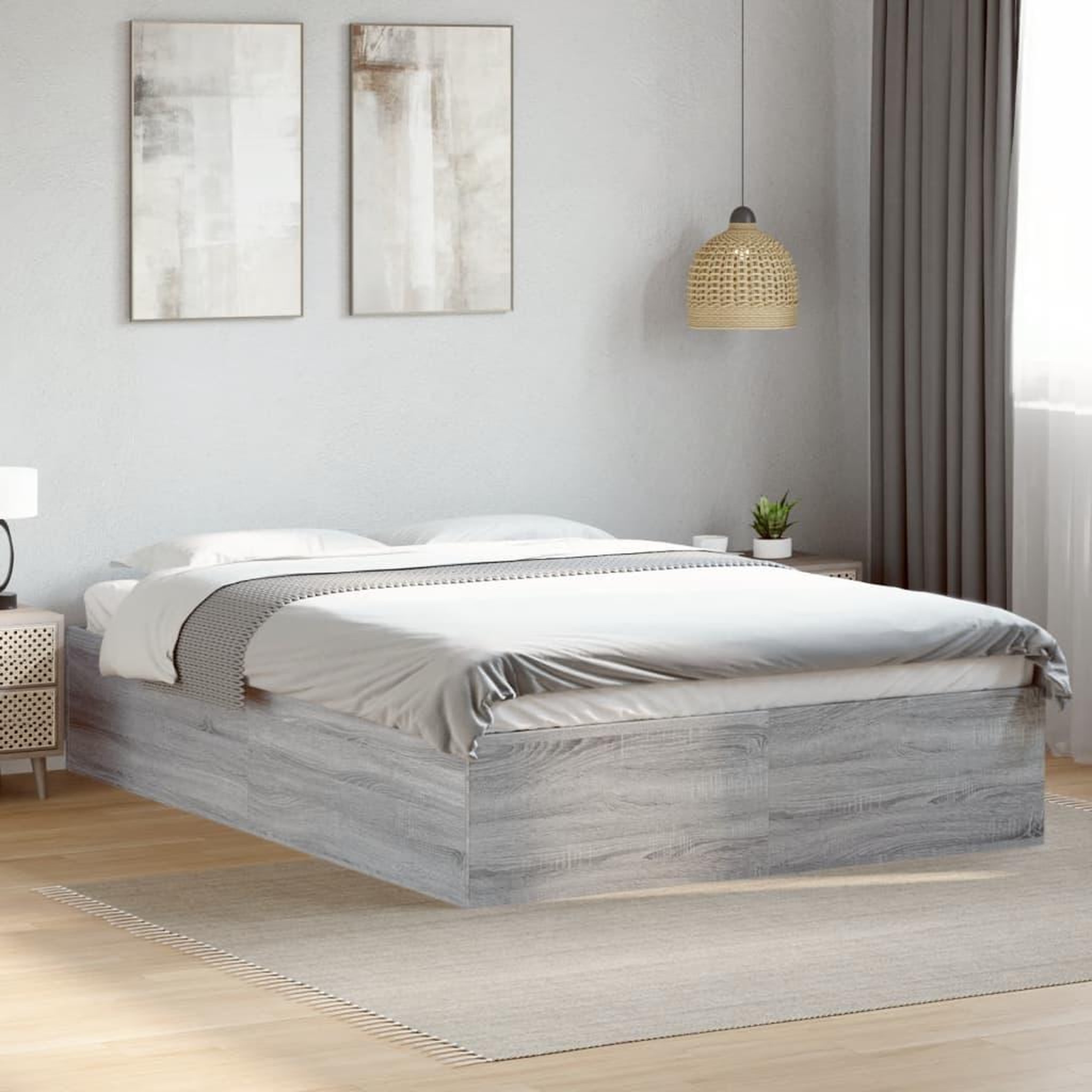 VIDAXL Cadre de lit sans matelas sonoma gris 135x190 cm