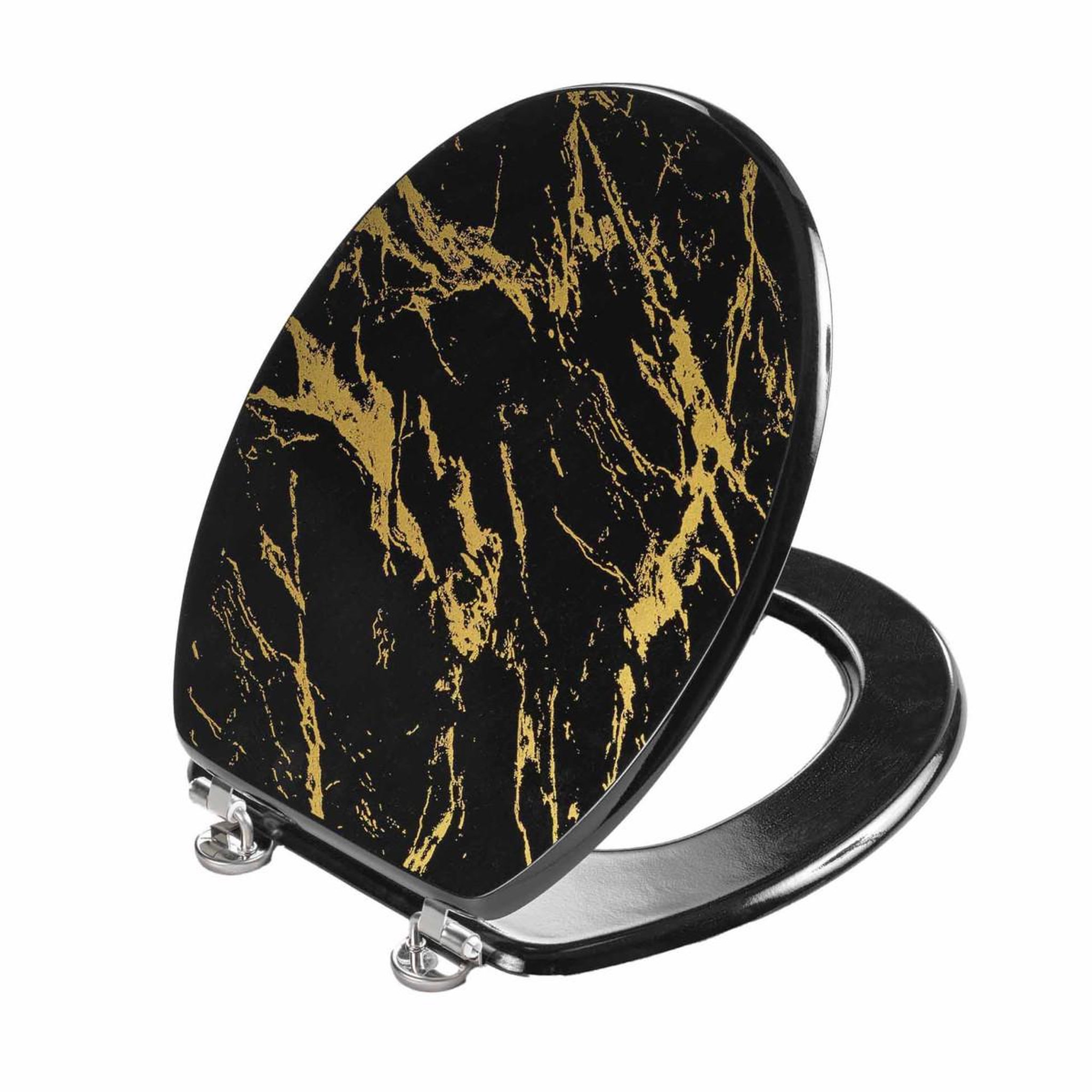 Voir la diapositive 2 : Douceur d'Intérieur Abattant wc imprimé  aquamarbre  47cm noir & or