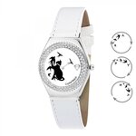 SC CRYSTAL Montre Alysson chat à mouvement tournant SC Crystal ornée de Cristaux scintillants