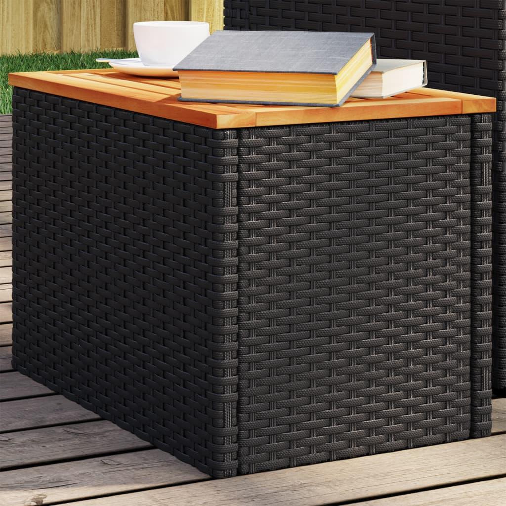VIDAXL Tables d'appoint jardin 2pcs noir 55x34x37 cm rotin bois massif