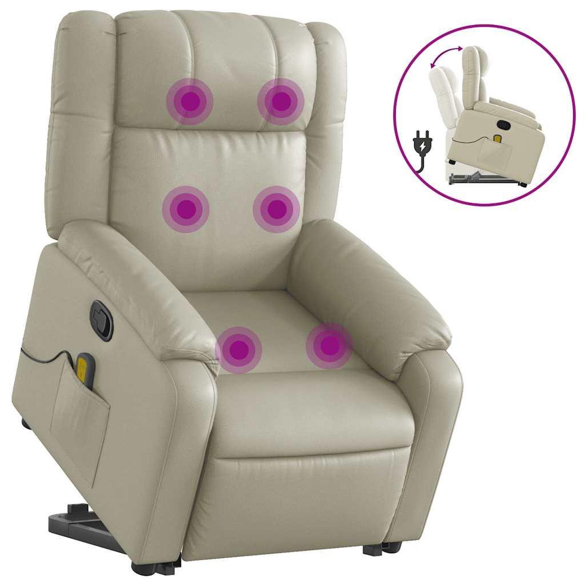 Voir la diapositive 2 : VIDAXL Fauteuil inclinable de massage Creme Similicuir
