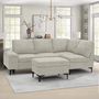 Voir la diapositive 3 : CONCEPT USINE Canapé d'angle 4-5 places en tissu chenille beige avec pouf COLCHESTER