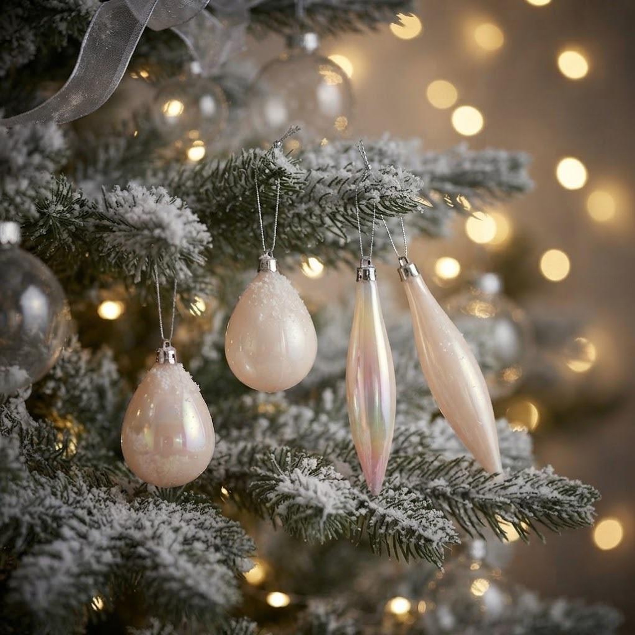 Voir la diapositive 3 : Eden 4 boules de sapin de noel olive et glacon