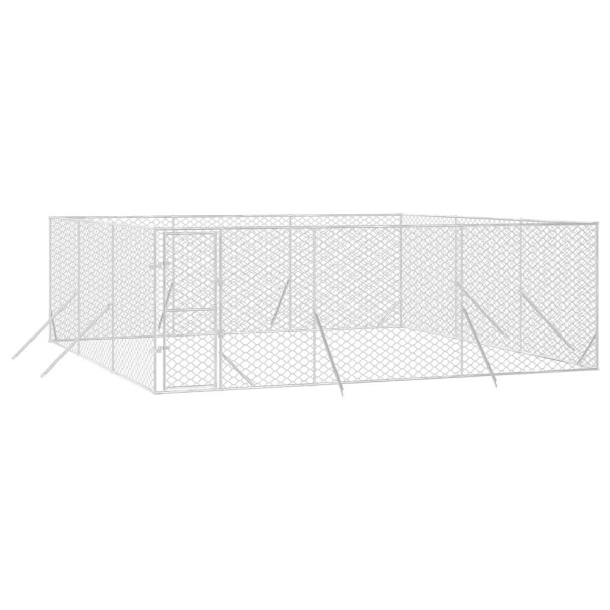 VIDAXL Chenil d'exterieur pour chiens argente 6x6x2 m acier galvanise