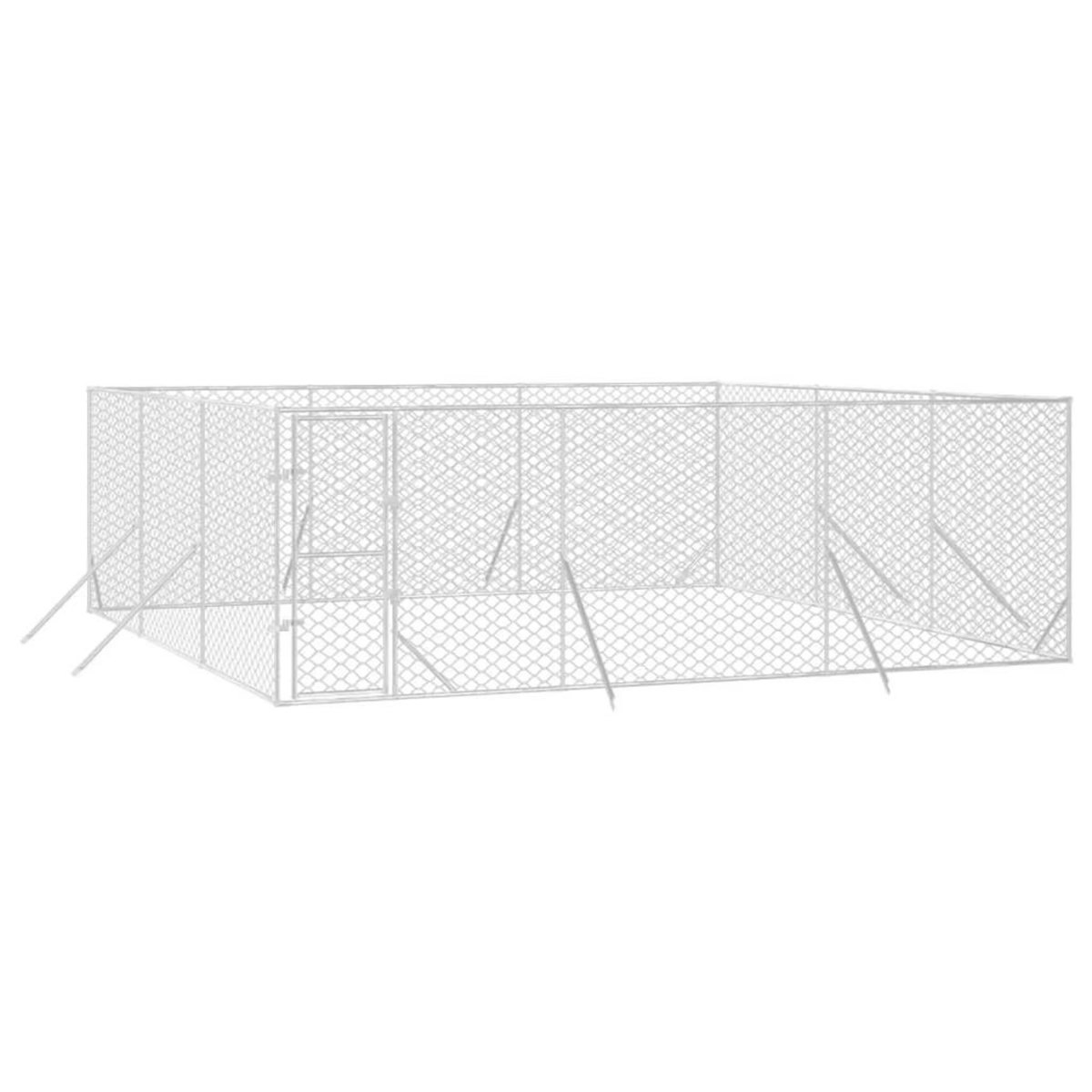 VIDAXL Chenil d'exterieur pour chiens argente 6x6x2 m acier galvanise