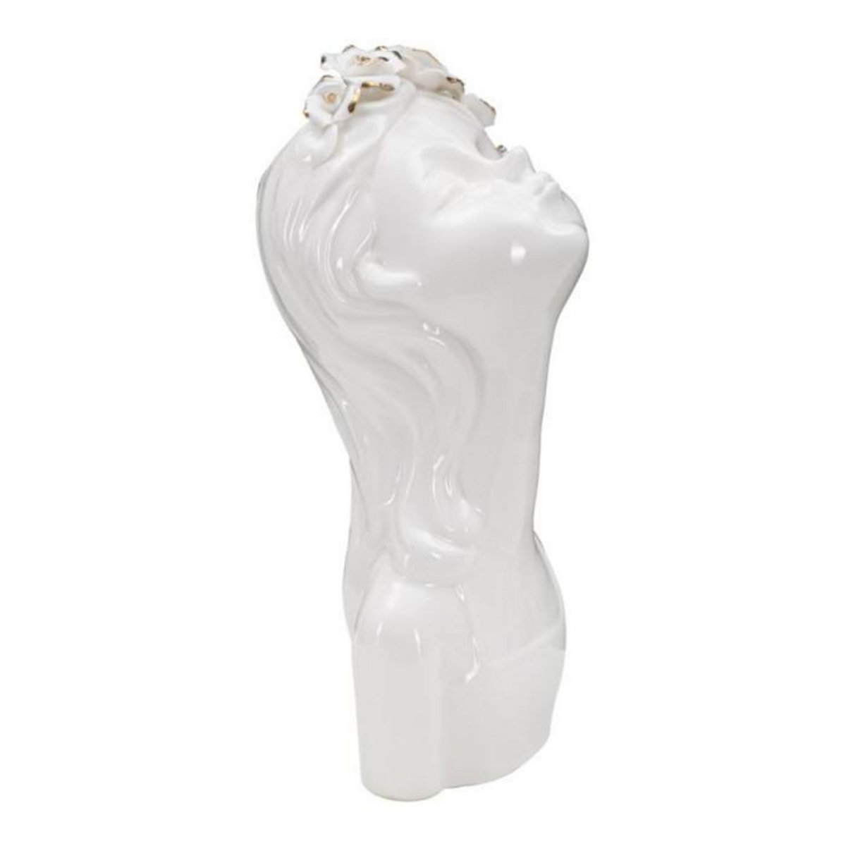 Paris Prix Vase Déco en Porcelaine  Young Lady Roses  26cm Blanc