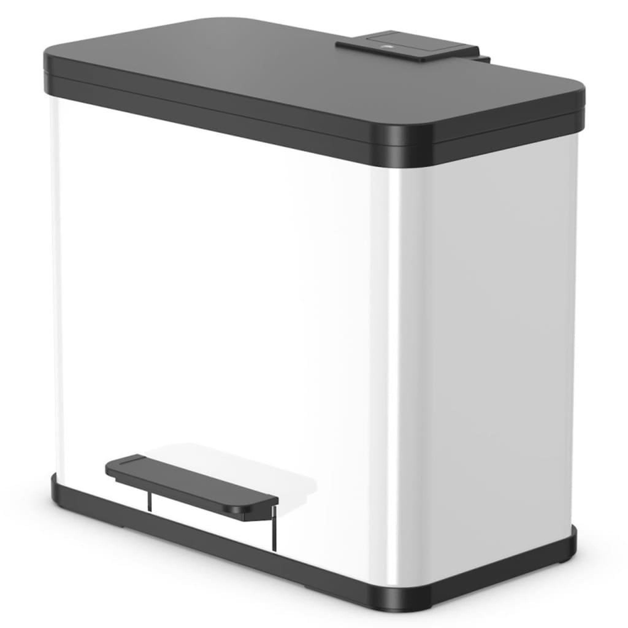 Voir la diapositive 2 : HAILO Hailo Poubelle a pedale Oko Duo Plus Taille L 17+9 L Blanc 0630-230