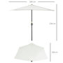 Voir la diapositive 3 : OUTSUNNY Demi parasol, parasol de balcon 5 entretoises métal polyester 2,69L x 1,38l x 2,36H m crème