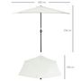 Voir la diapositive 3 : OUTSUNNY Demi parasol, parasol de balcon 5 entretoises métal polyester 2,69L x 1,38l x 2,36H m crème