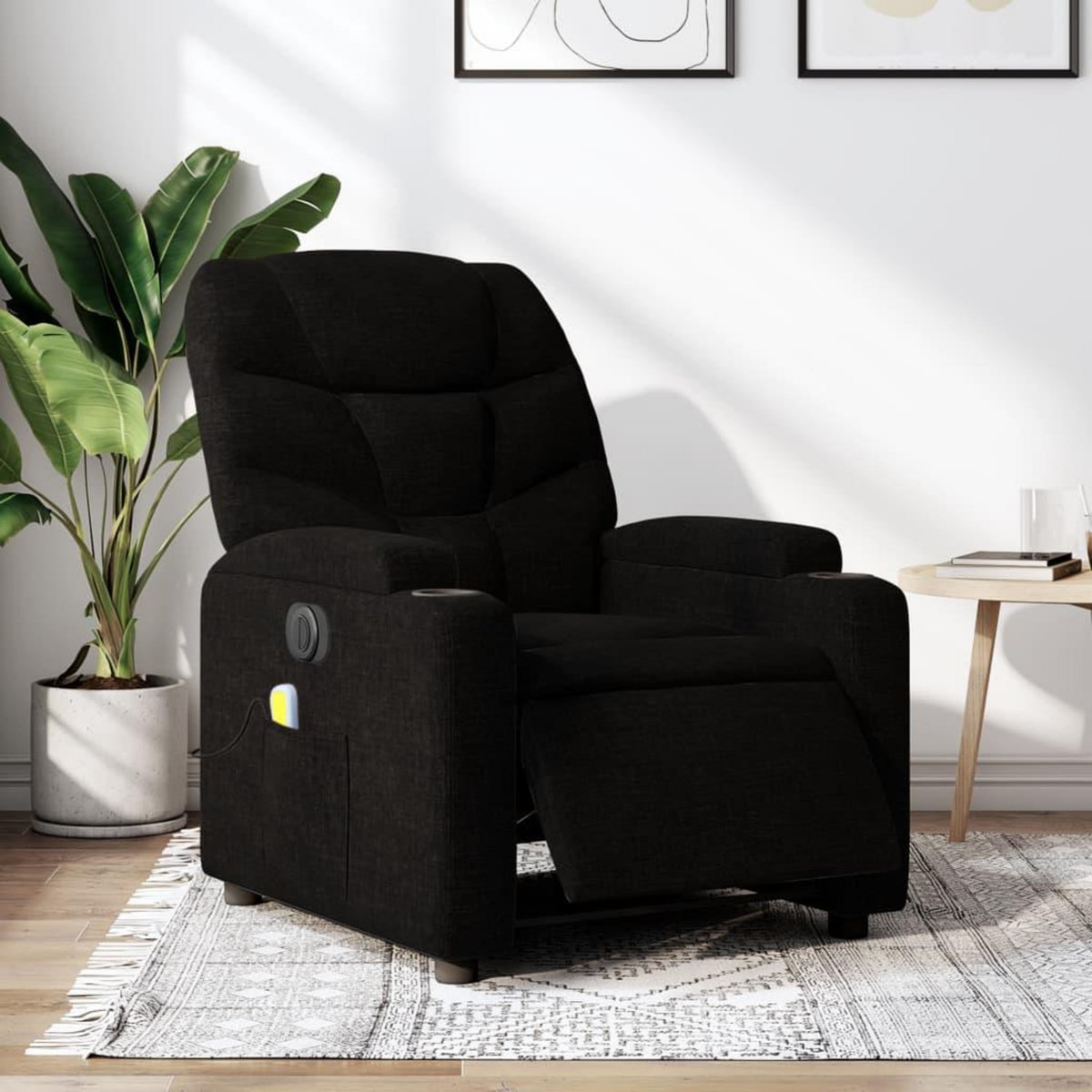 VIDAXL Fauteuil de massage inclinable electrique Noir Tissu