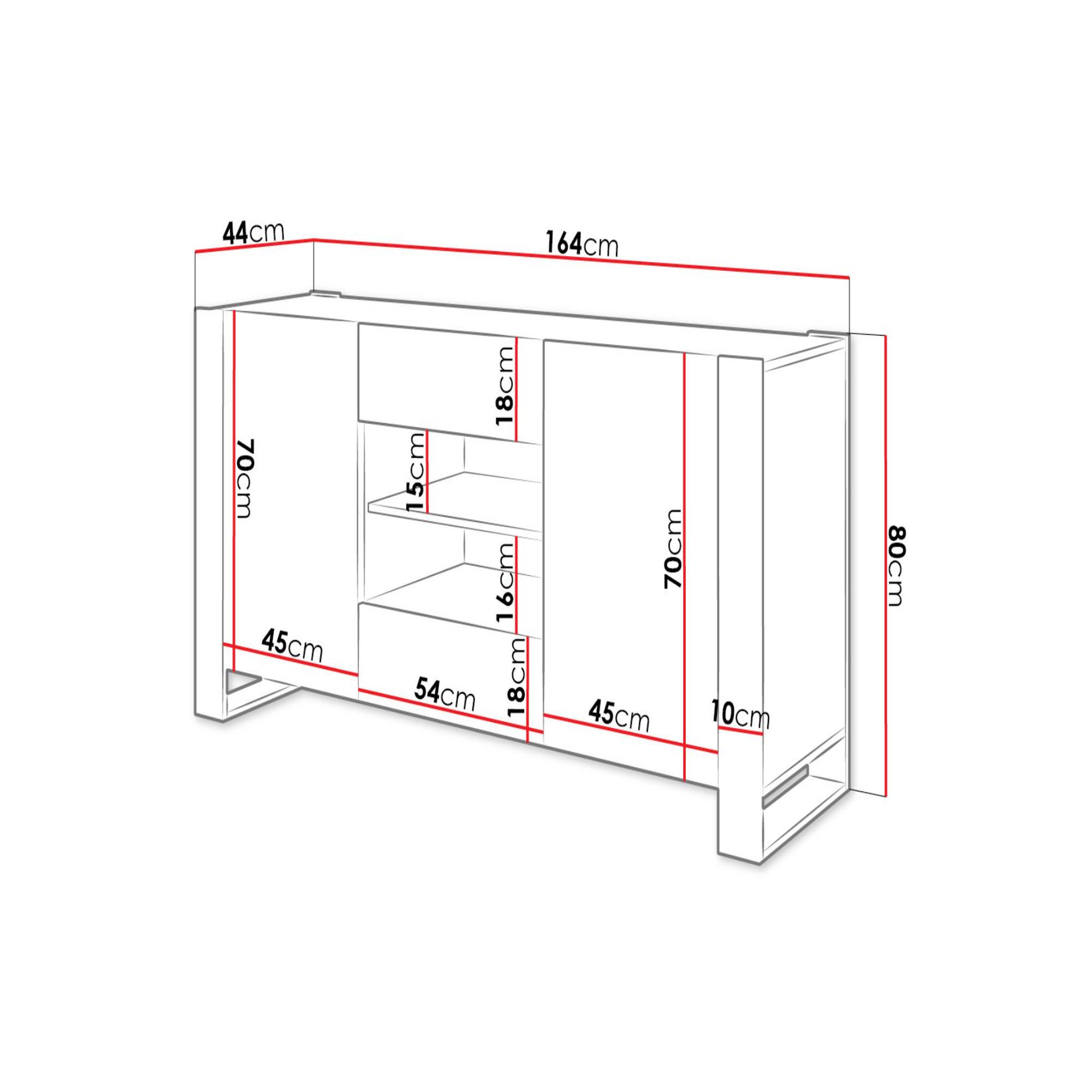 Voir la diapositive 4 : BEST MOBILIER Willow - buffet bas - effet bois et gris - 2 portes, 2 tiroirs et 2 niches - 164 cm