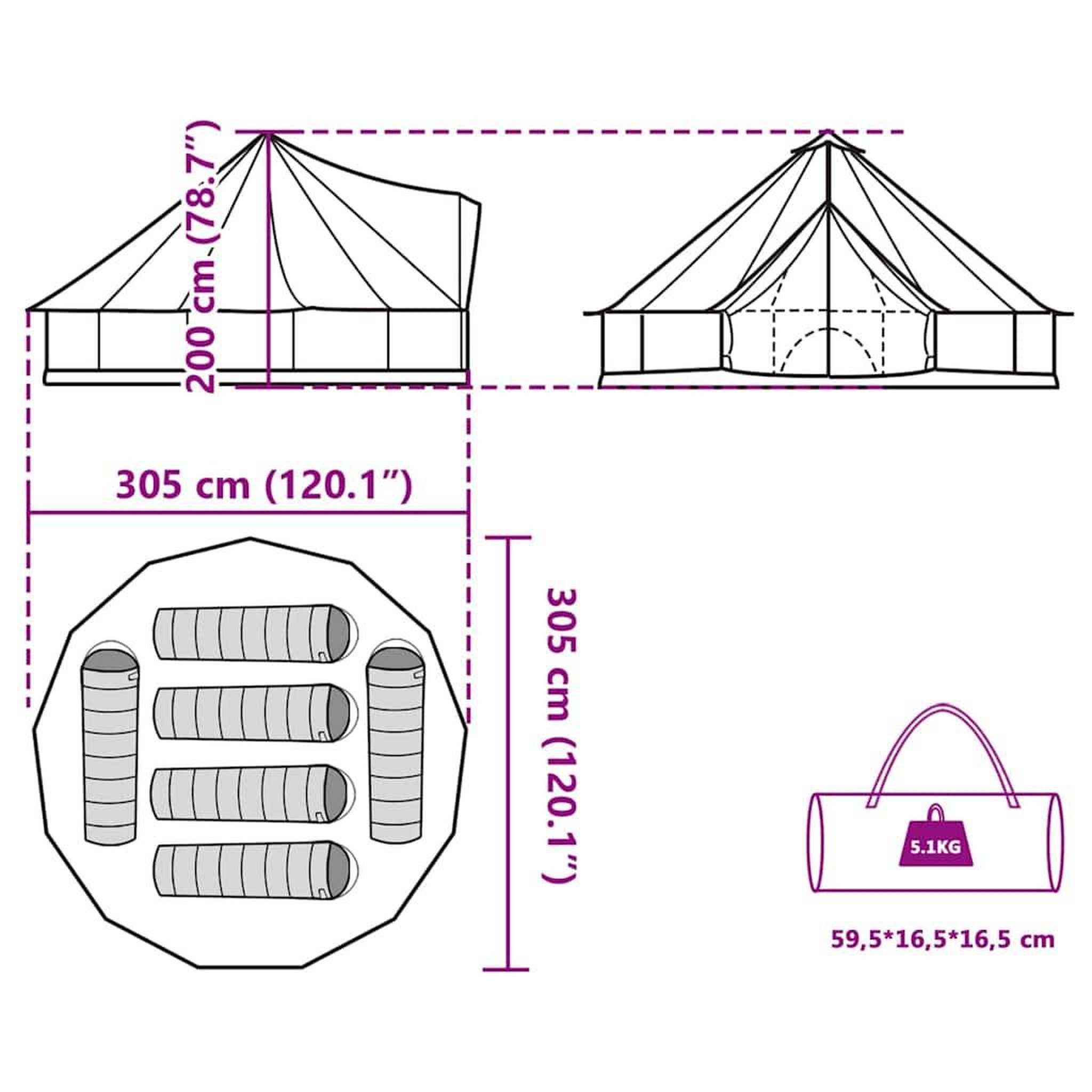 Voir la diapositive 6 : VIDAXL Tente familiale tipi 6 personnes vert impermeable