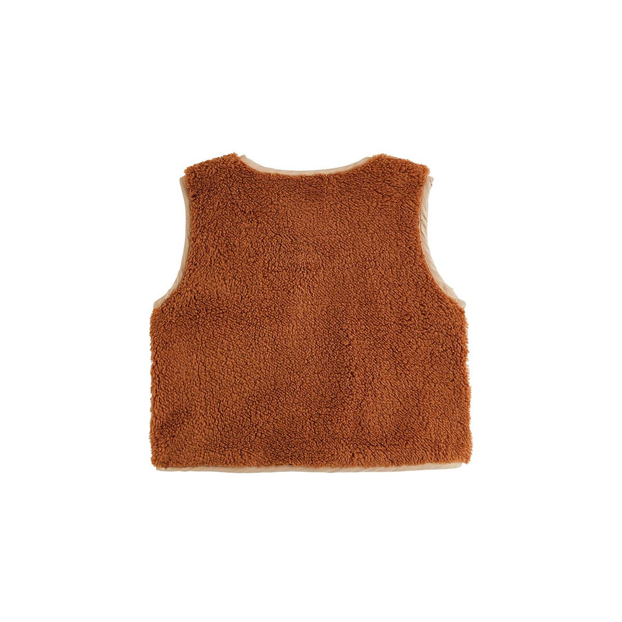 Voir la diapositive 2 : PETIT BEGUIN Veste sans manches enfant en sherpa moka
