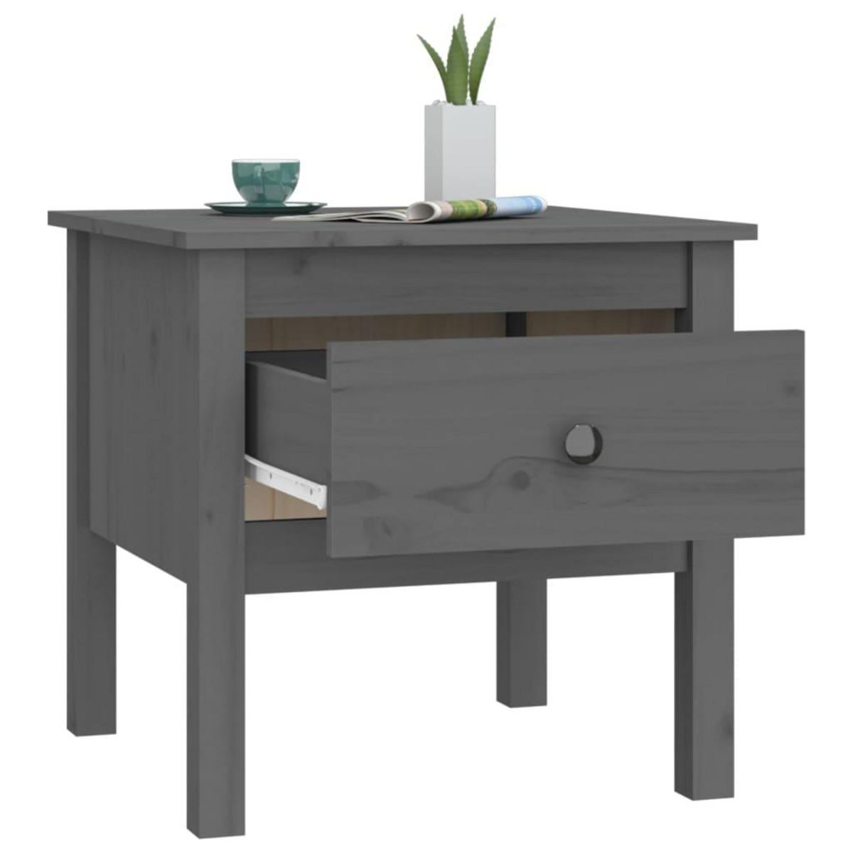 VIDAXL Table d'appoint Gris 50x50x49 cm Bois massif de pin