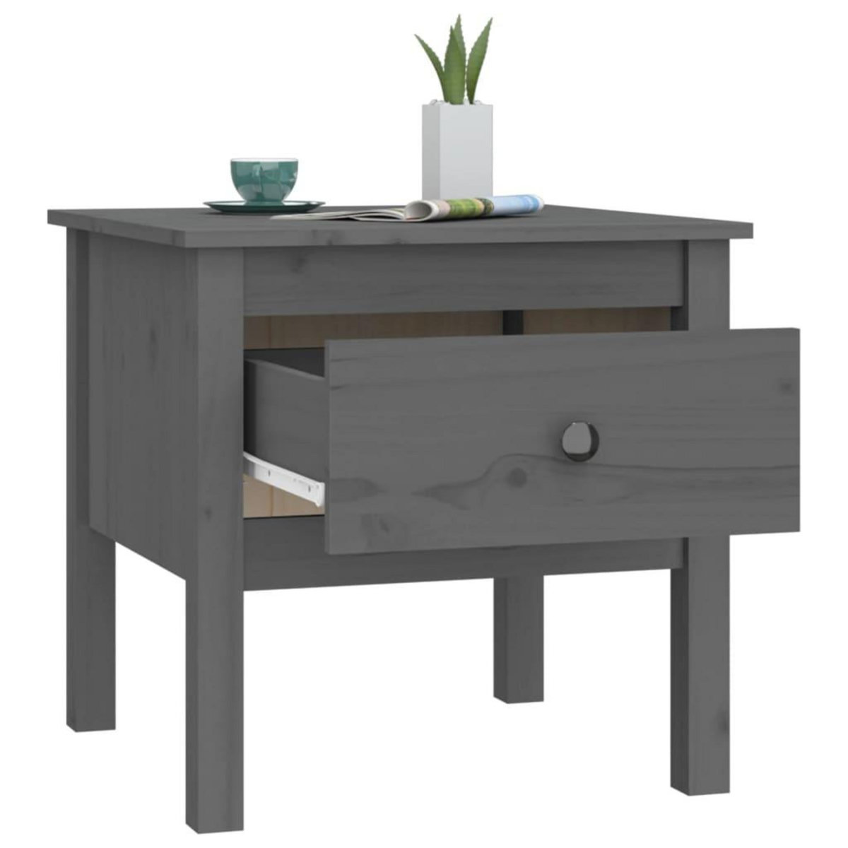 VIDAXL Table d'appoint Gris 50x50x49 cm Bois massif de pin