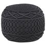 Voir la diapositive 1 : VIDAXL Pouf fait a la main en macrame Anthracite 45x30 cm Coton