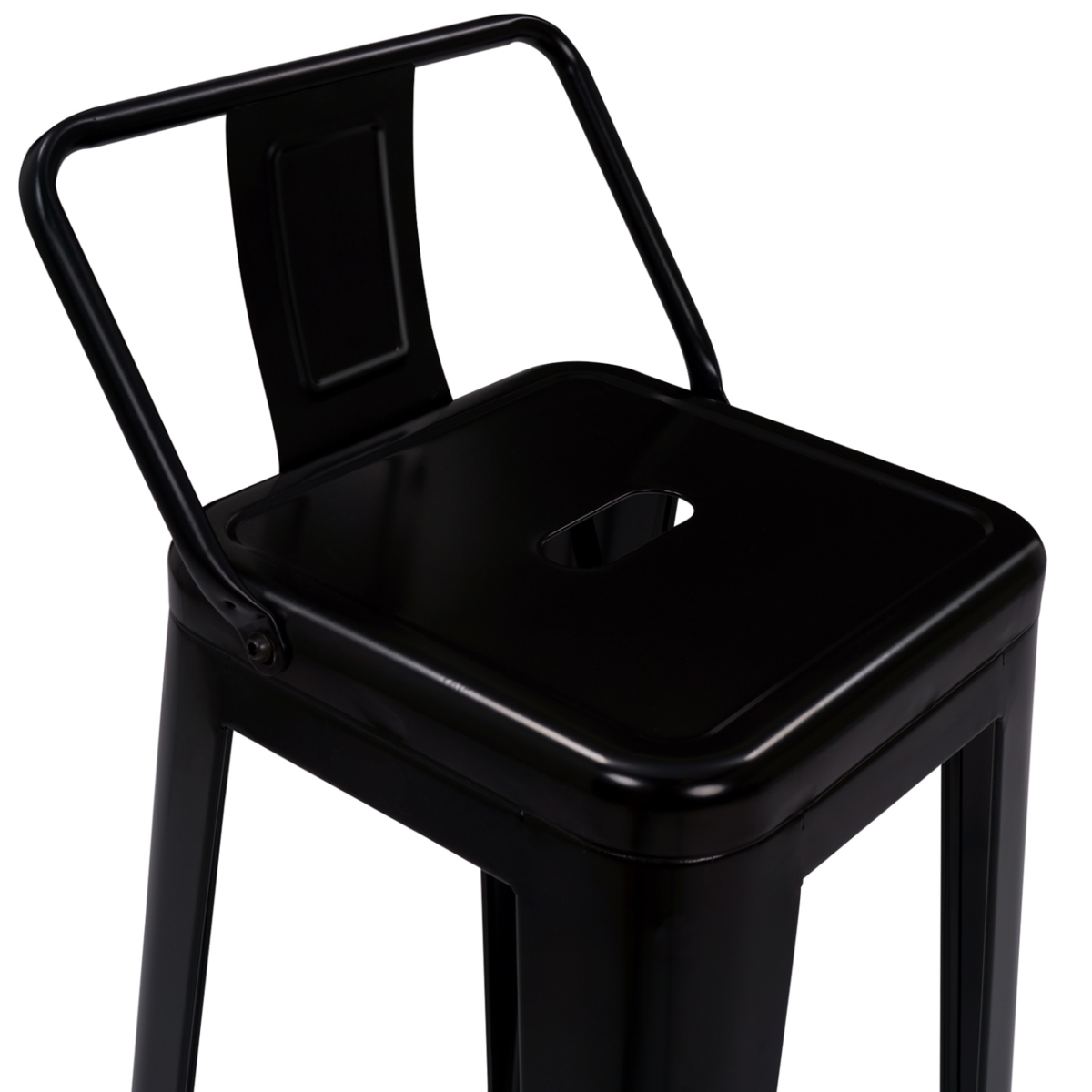 ID MARKET Lot de 4 tabourets de bar LENY métal noir mat et dossier aspect brut factory