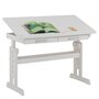 IDIMEX Bureau enfant écolier junior OLIVIA table à dessin réglable en hauteur et pupitre inclinable avec 2 tiroirs en pin massif blanc